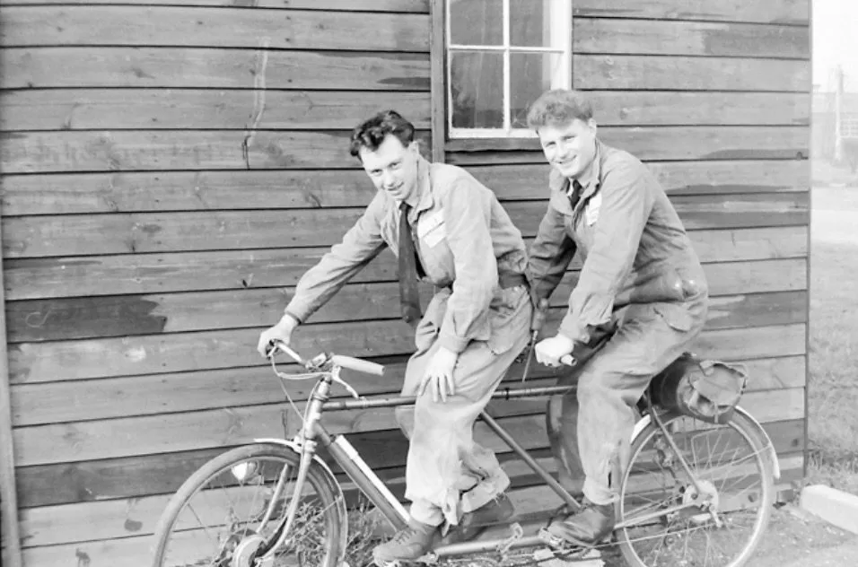Two Armourers on a Bike at RAF Leconfield